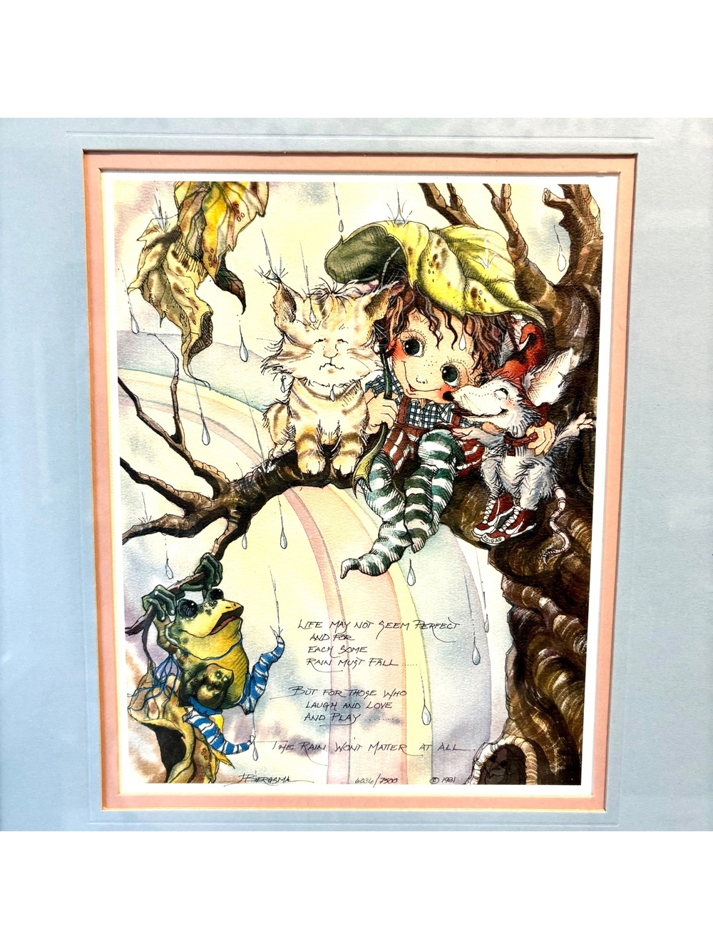 1981 Jody Bergsma “Life May Not Seem Perfect” Signed Lithograph Wall Art